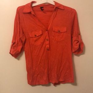 Button-up blouse, strawberry pink